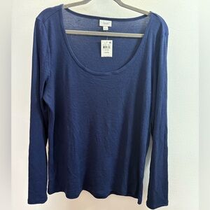 Jenni Intimates Blue Waffle Knit Scoop Neck Lounge Sleep Top L